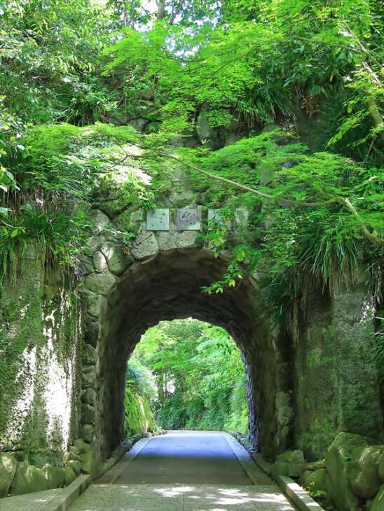 鎌倉文学館のトンネル