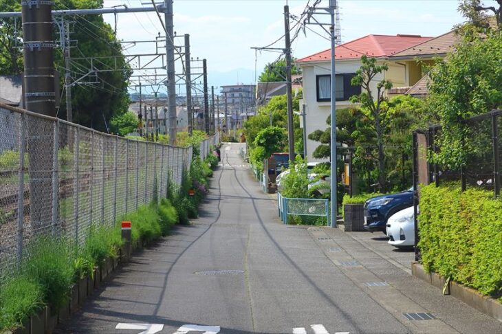 小袋谷2丁目の線路沿い