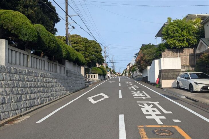 龍口明神社の前の道