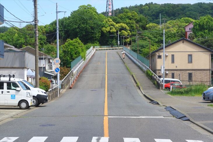 高野陸橋の入口(大船高校入口交差点より)