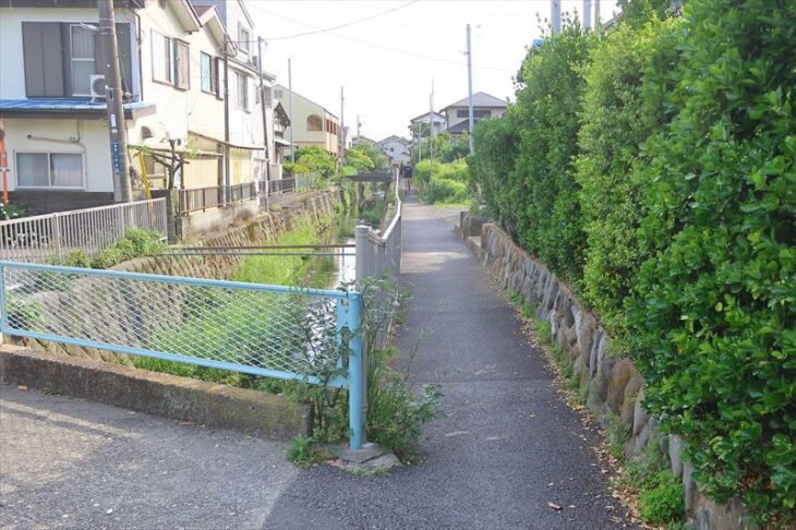 県道304号線（腰越大船線）と神戸川沿いのエリア