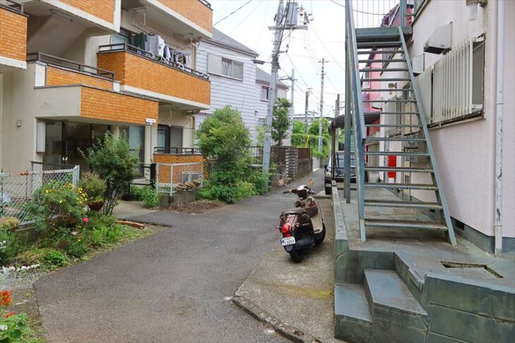 小袋谷1丁目の線路と小袋谷川の間