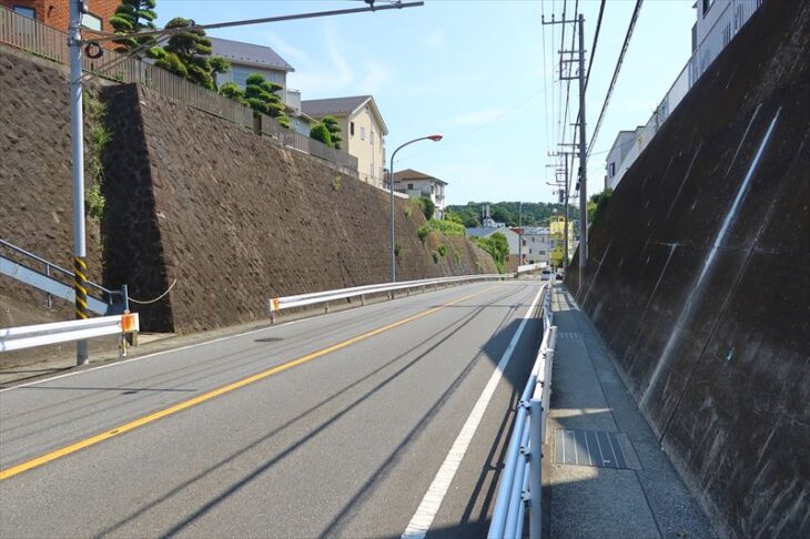 県道21号線の切通状の道