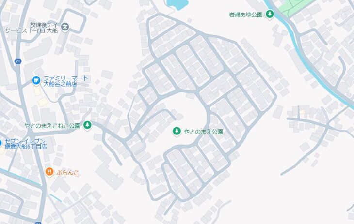 Googleマップの谷戸前エリア