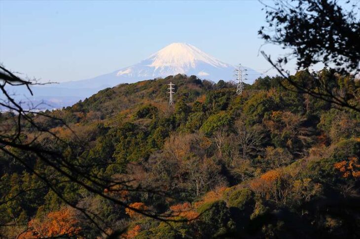 紅葉谷の上から見える富士山