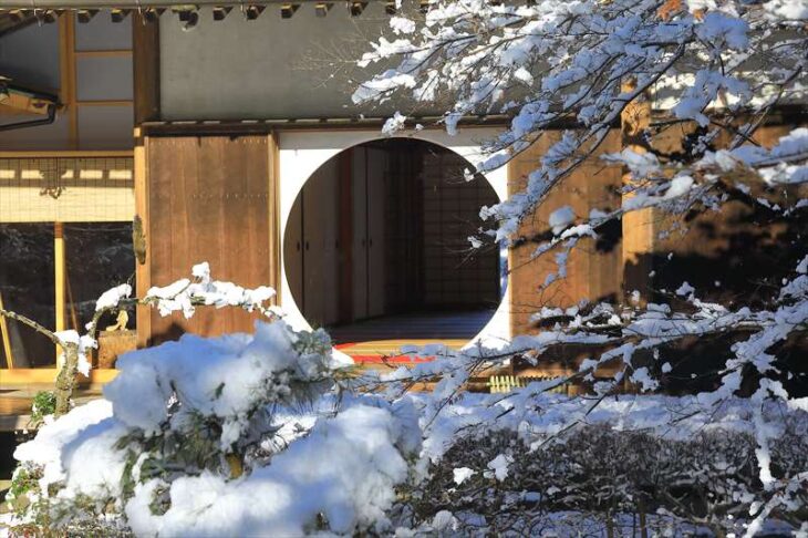 雪の明月院 本堂後庭園