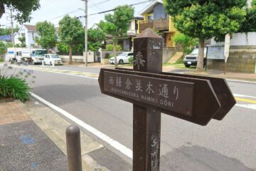 西鎌倉並木通り 中間地点道名標